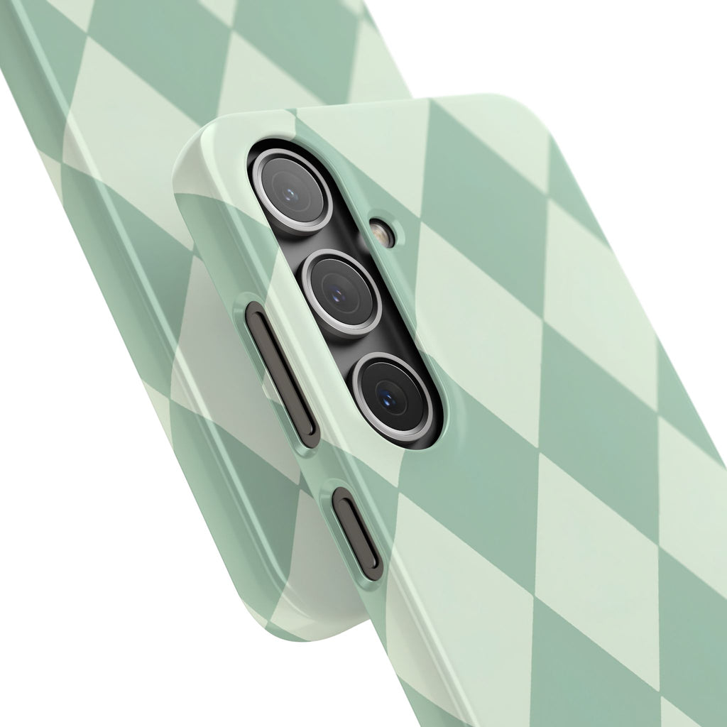 Mint Argyle Snap Phone Case