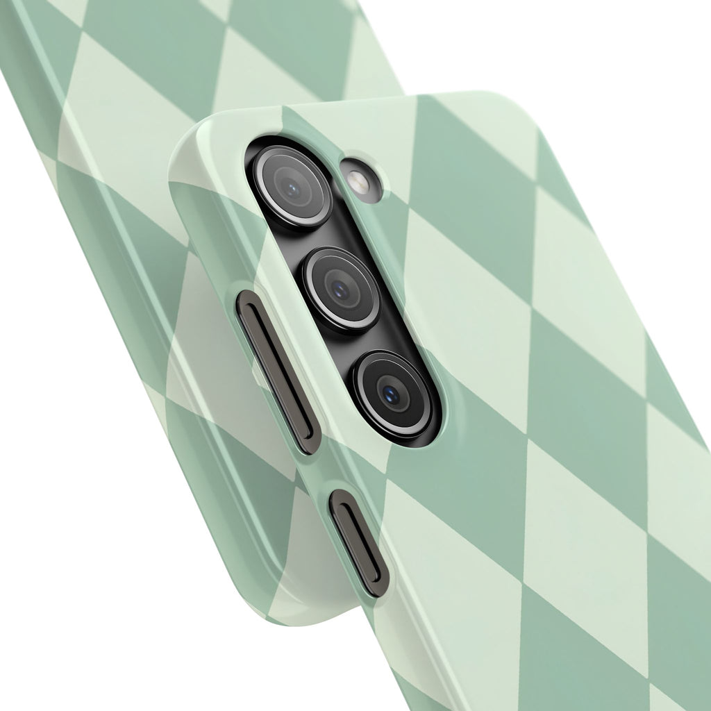 Mint Argyle Snap Phone Case
