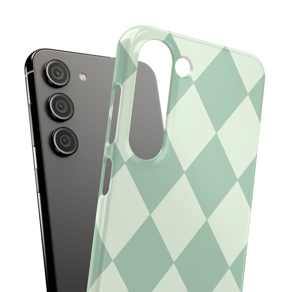 Mint Argyle Snap Phone Case