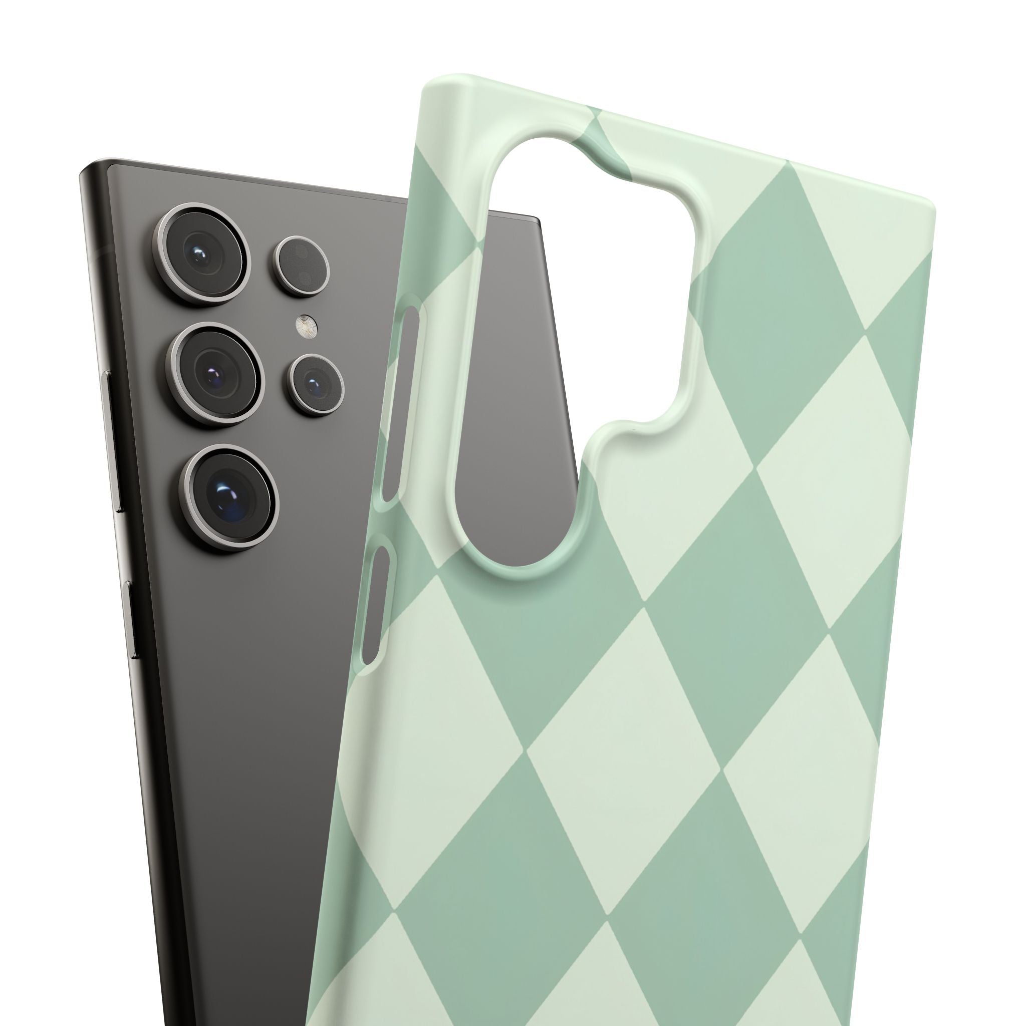 Mint Argyle Snap Phone Case