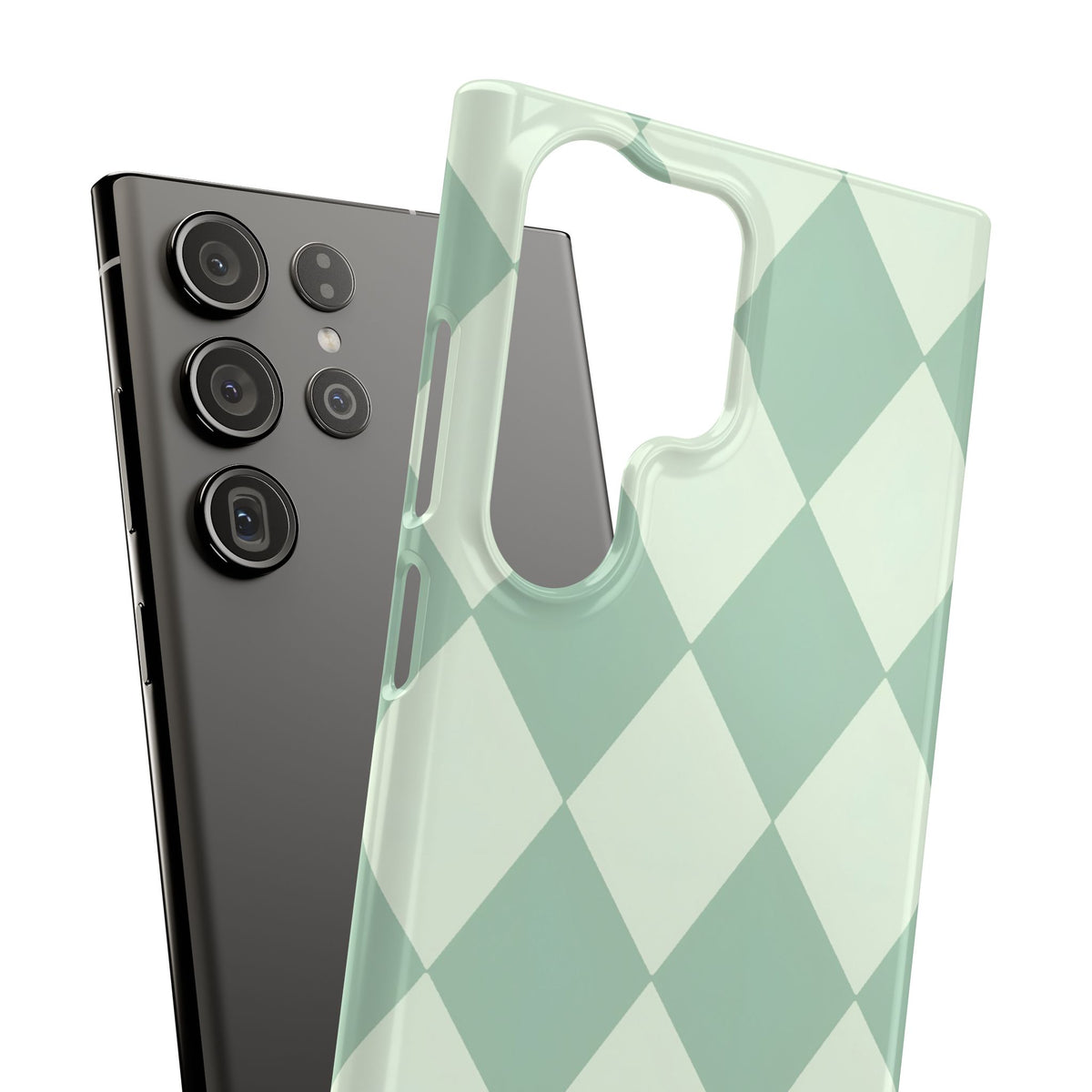 Mint Argyle Snap Phone Case