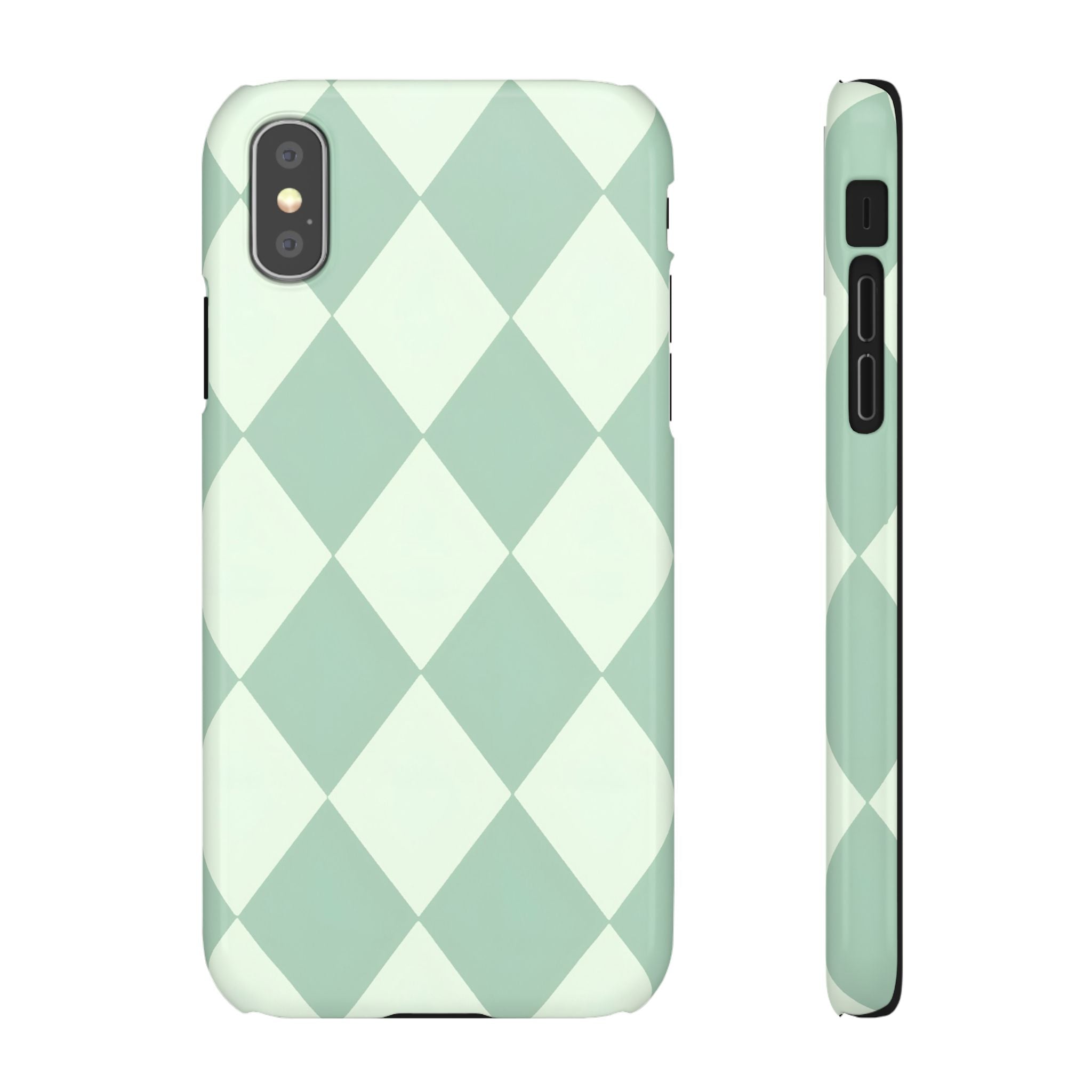 Mint Argyle Snap Phone Case