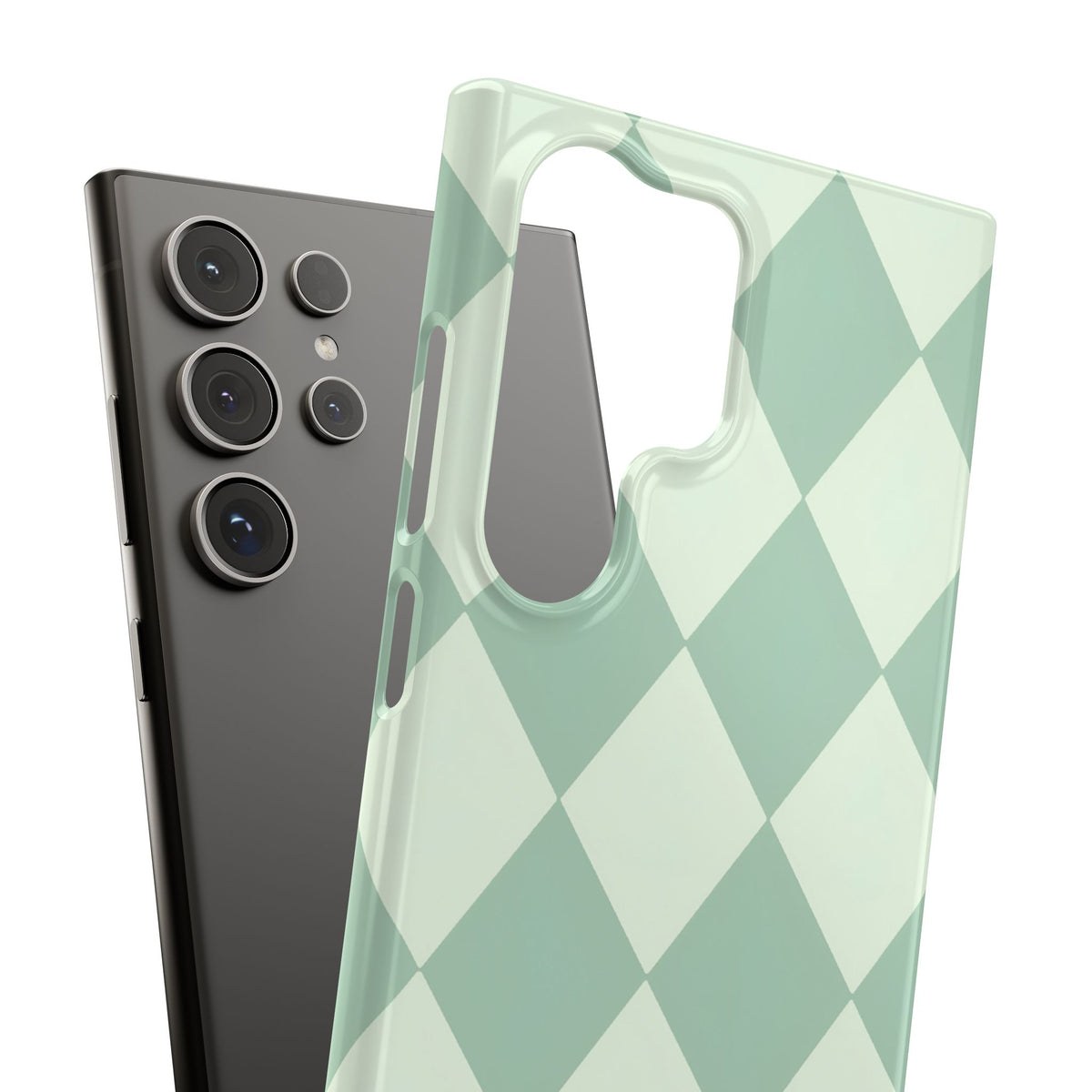 Mint Argyle Snap Phone Case