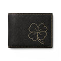 Leather Embossed Lucky Four-Leaf Clover Bi-Fold Wallet