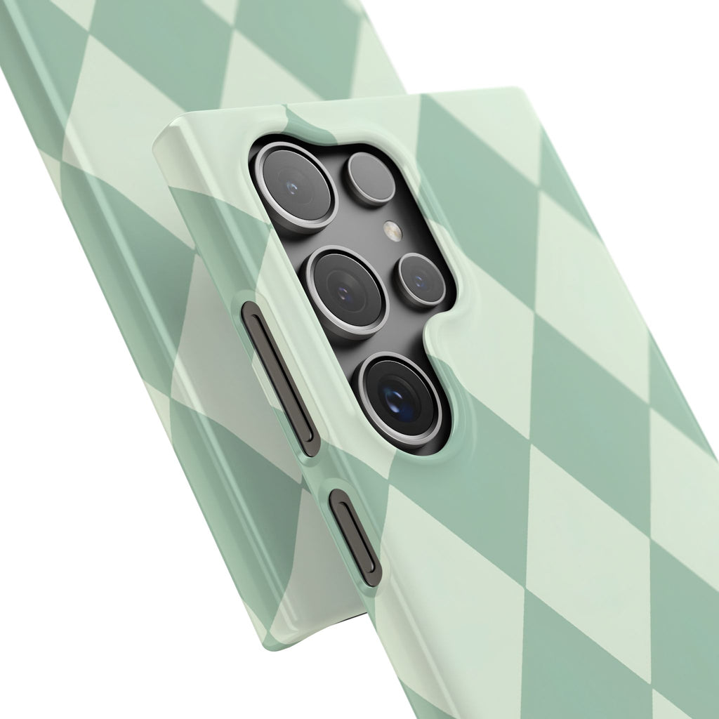 Mint Argyle Snap Phone Case