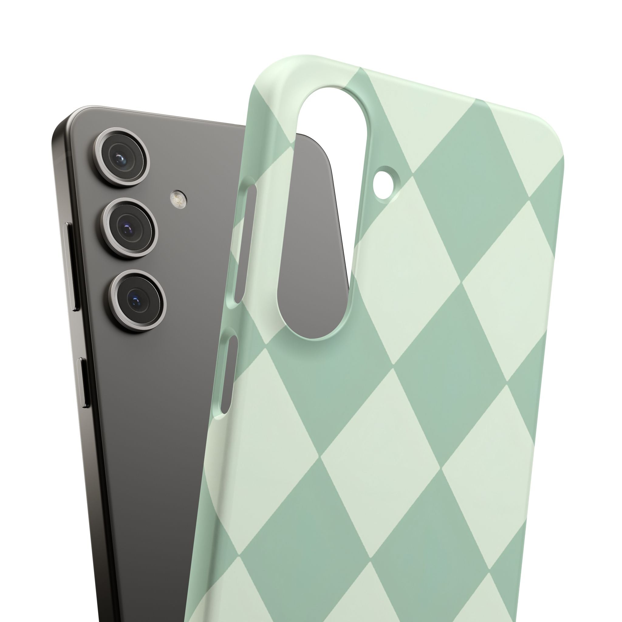 Mint Argyle Snap Phone Case